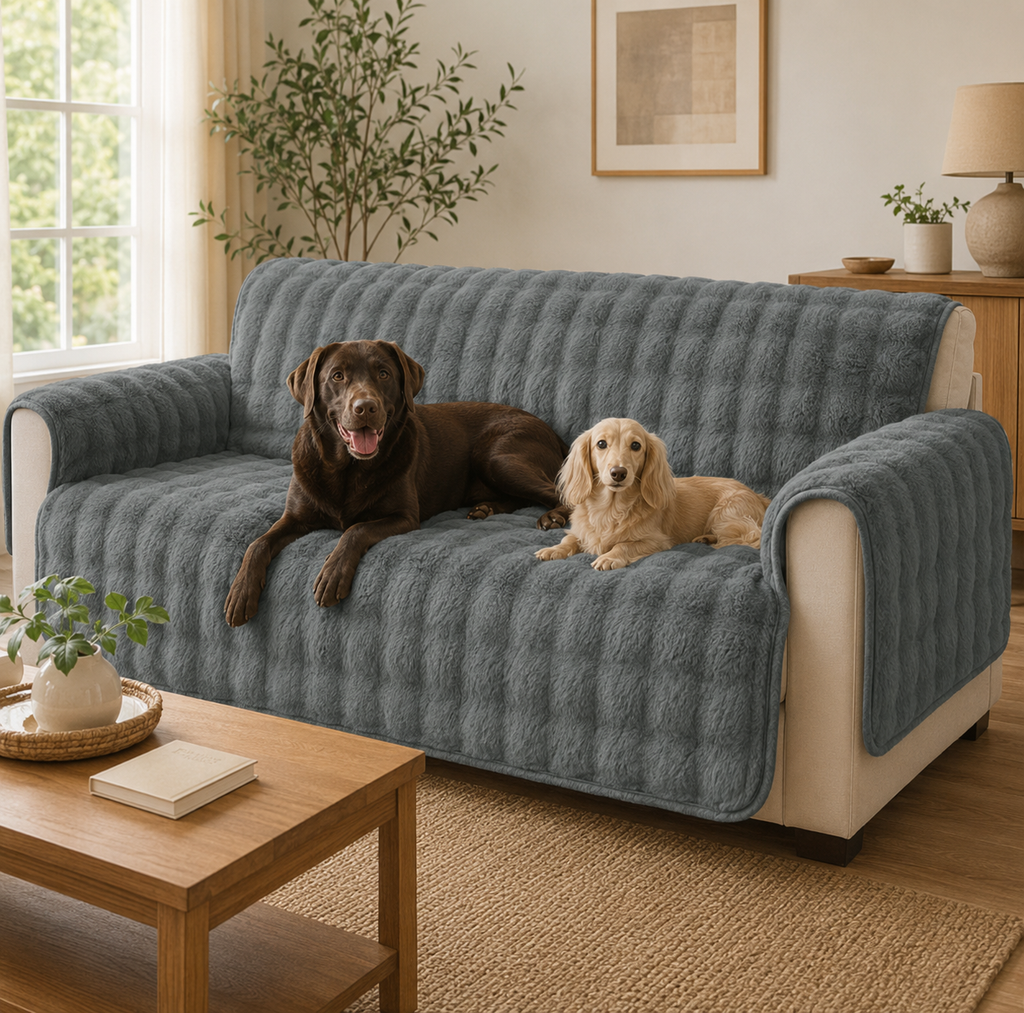 Water-Resistant Couch Cover for Dogs – Non-Slip Plush Sofa Protector