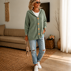 Wearbella – Hooded Waffle-Knit Button-Front Cardigan