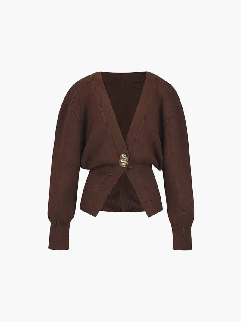 Deep V-Neck Slim Cardigan