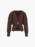 Deep V-Neck Slim Cardigan
