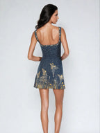 Women's Embroidered Sequin Mini Dress, Strappy, Party