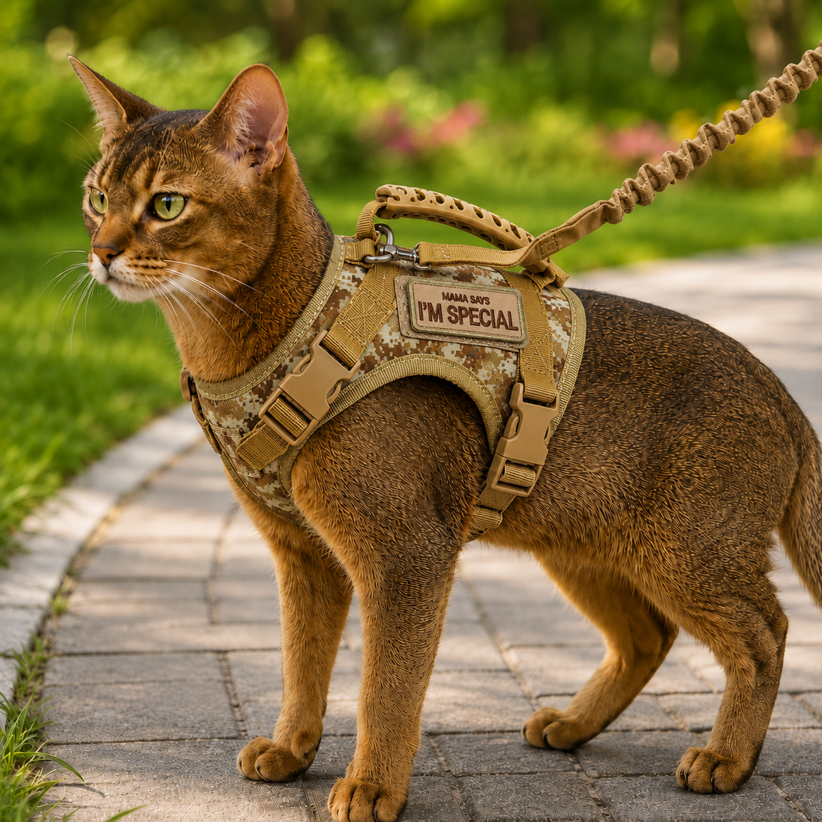 Tactical Cat Harness with Leash for Outdoor Walks, Adjustable Escape-Resistant Vest for Cats