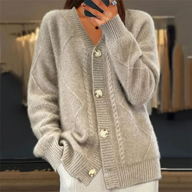 Diamond Knit Button Cardigan