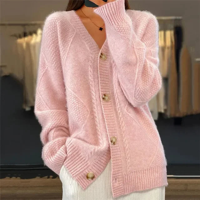 Diamond Knit Button Cardigan
