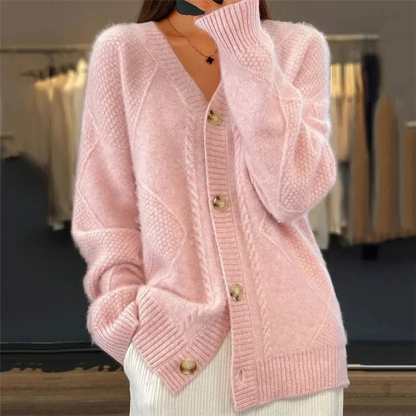 Diamond Knit Button Cardigan