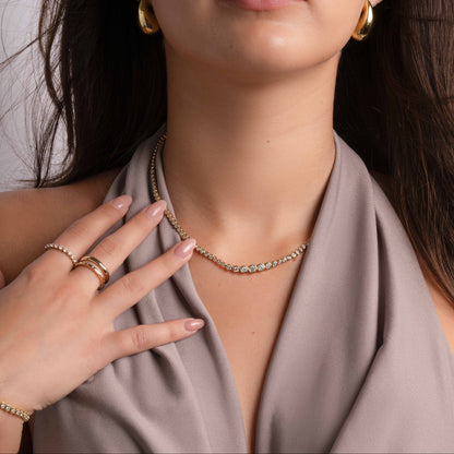 Graduated Bezel Tennis Necklace
