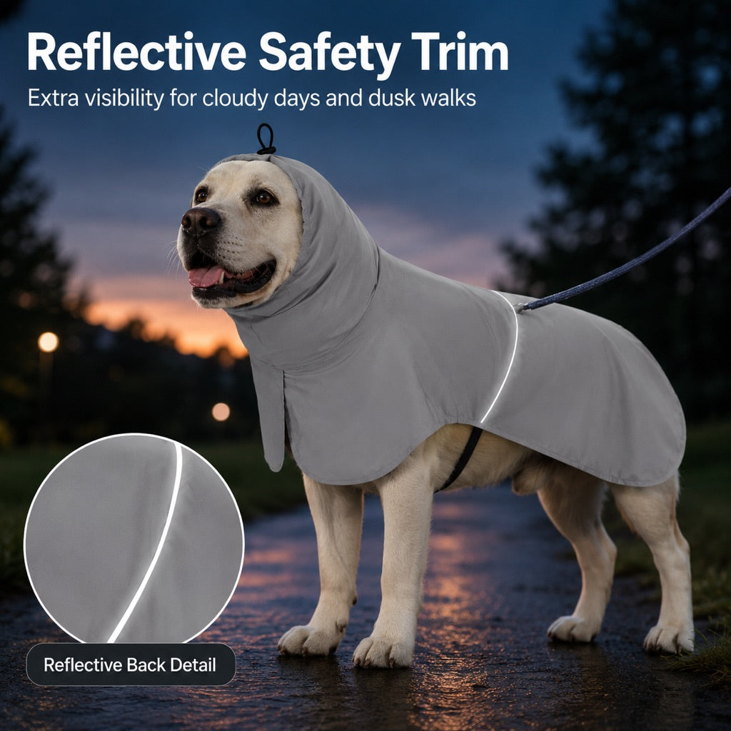 Hooded Dog Sun & Rain Cape for Summer Walks - Lightweight Neck-to-Back Coverage for Drizzle, Wind & Sunny Outdoor Days