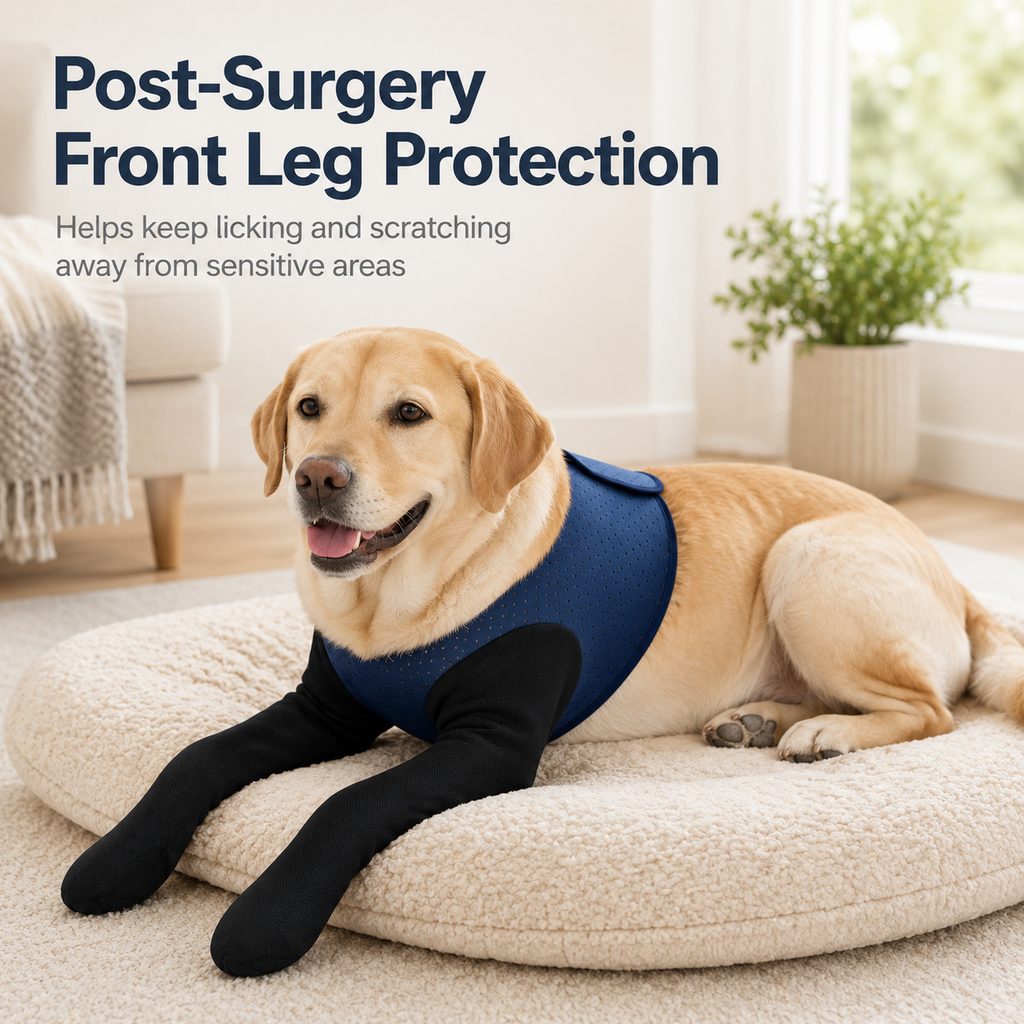 Dual Front Leg Recovery Sleeves for Dogs - Cone-Free Anti-Lick Protection for Post-Surgery, Scratching & Sensitive Front Legs