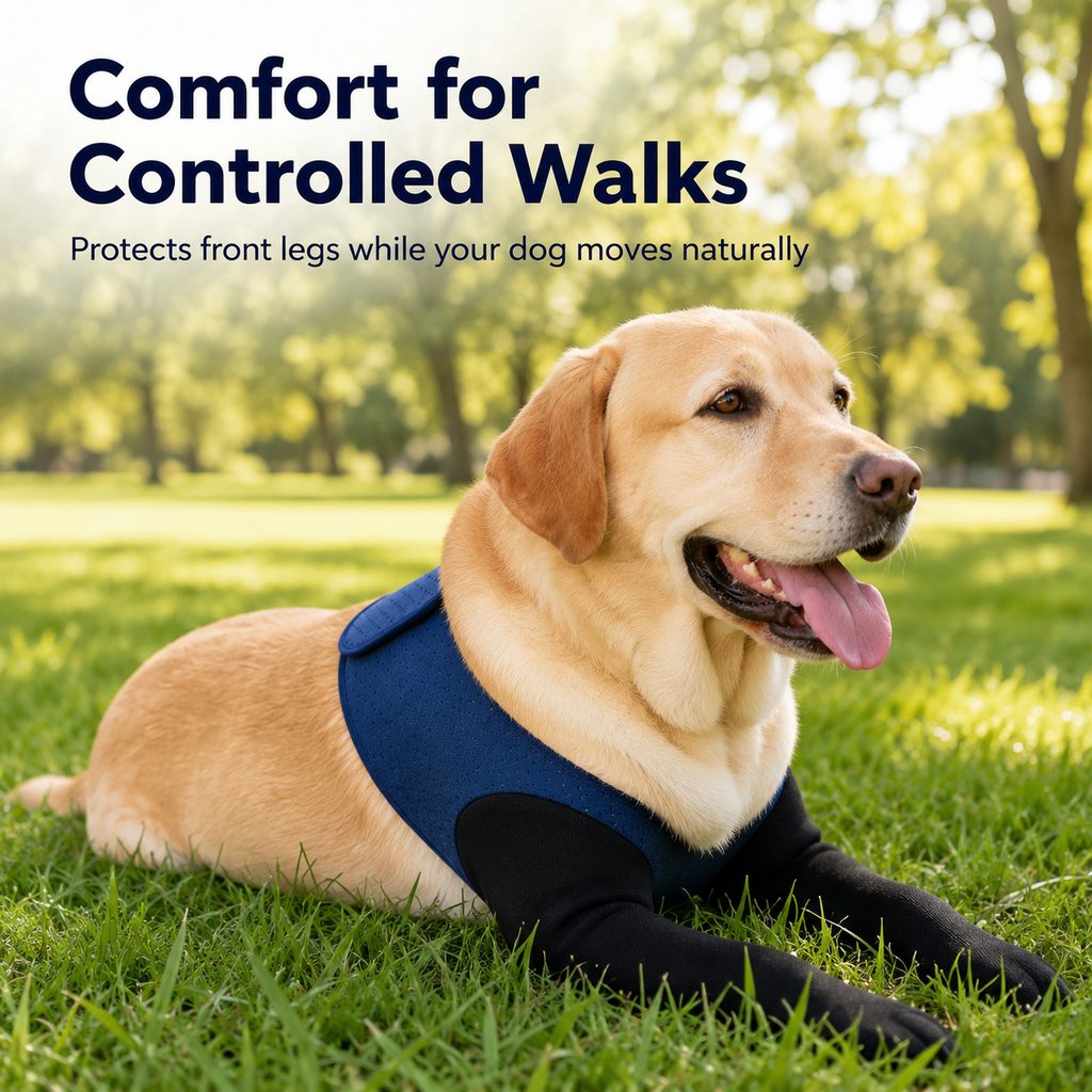 Dual Front Leg Recovery Sleeves for Dogs - Cone-Free Anti-Lick Protection for Post-Surgery, Scratching & Sensitive Front Legs
