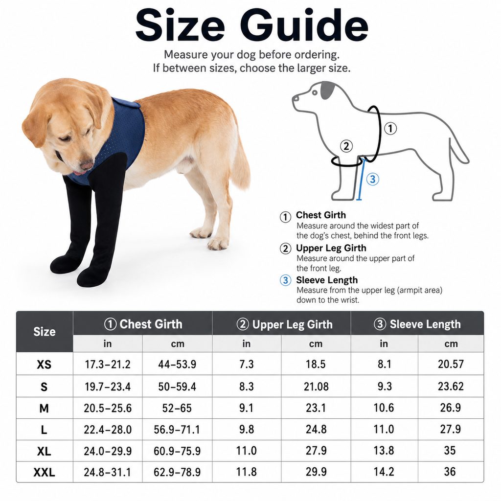 Dual Front Leg Recovery Sleeves for Dogs - Cone-Free Anti-Lick Protection for Post-Surgery, Scratching & Sensitive Front Legs