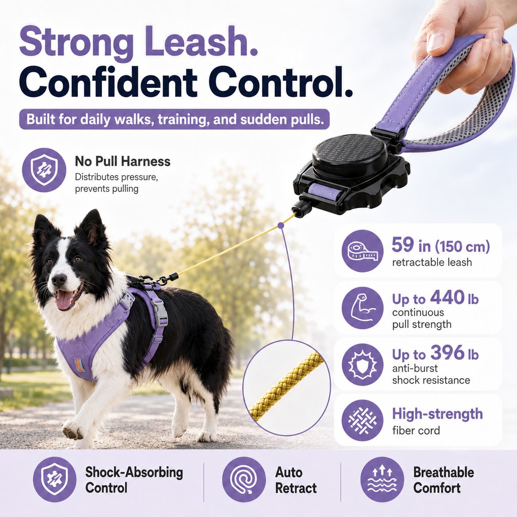 2-in-1 No Pull Dog Harness with Built-in Retractable Leash - Safe & Comfortable Control for Daily Walks & Outdoor Adventures