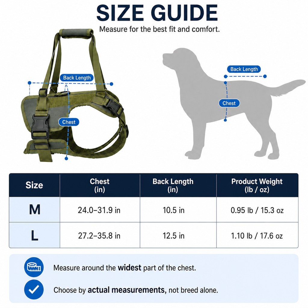 Full-Body Dog Lift Support Harness for Stairs, Cars & Limited Mobility