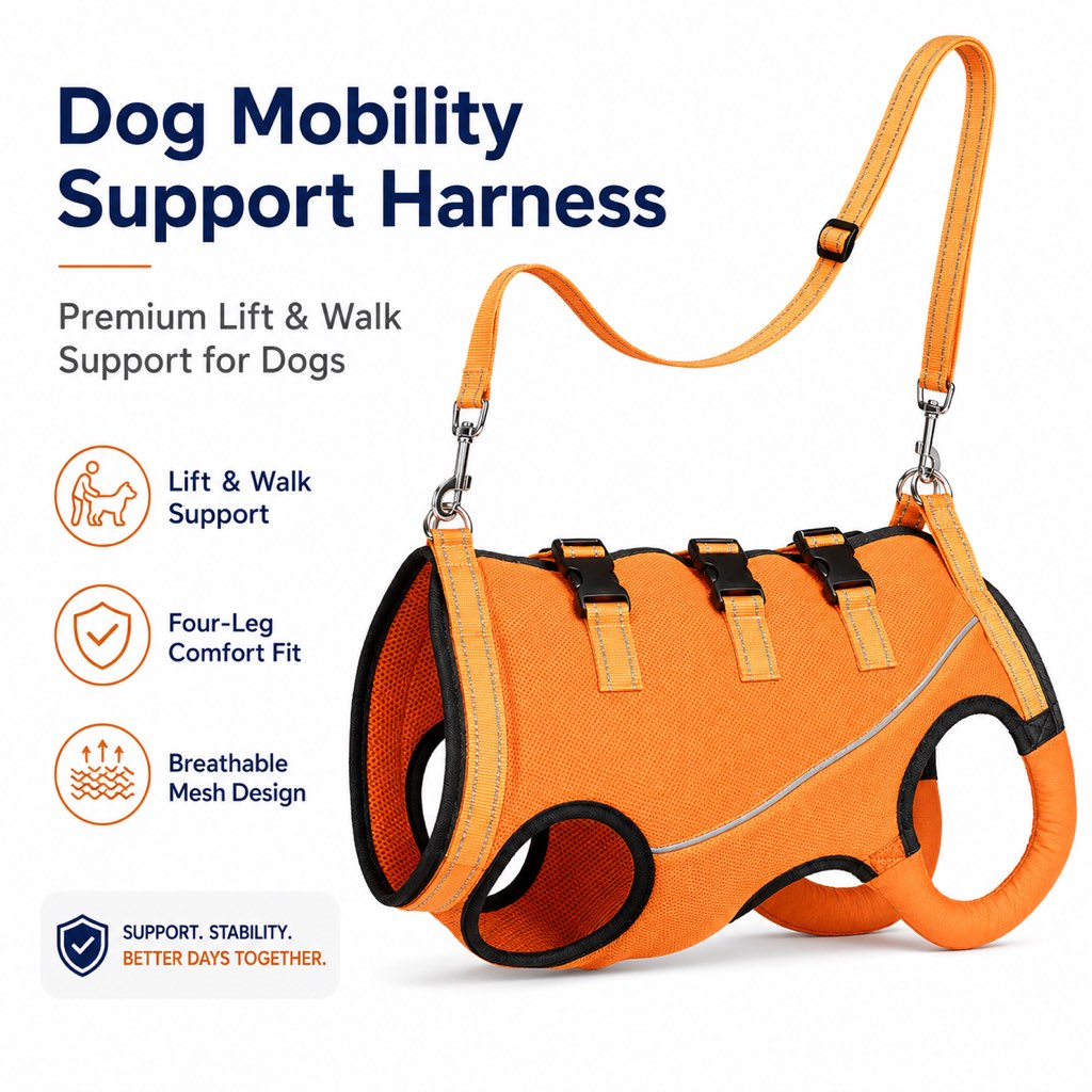 Full-Body Dog Mobility Support Harness for Stairs & Car Rides - Lift Assist Vest for Senior Dogs with Weak Hind Legs