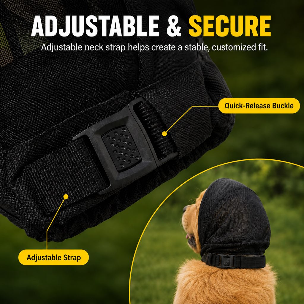 Breathable Anti-Scavenging Dog Muzzle for Walks - Mesh Hood Helps Block Food Scraps & Trash