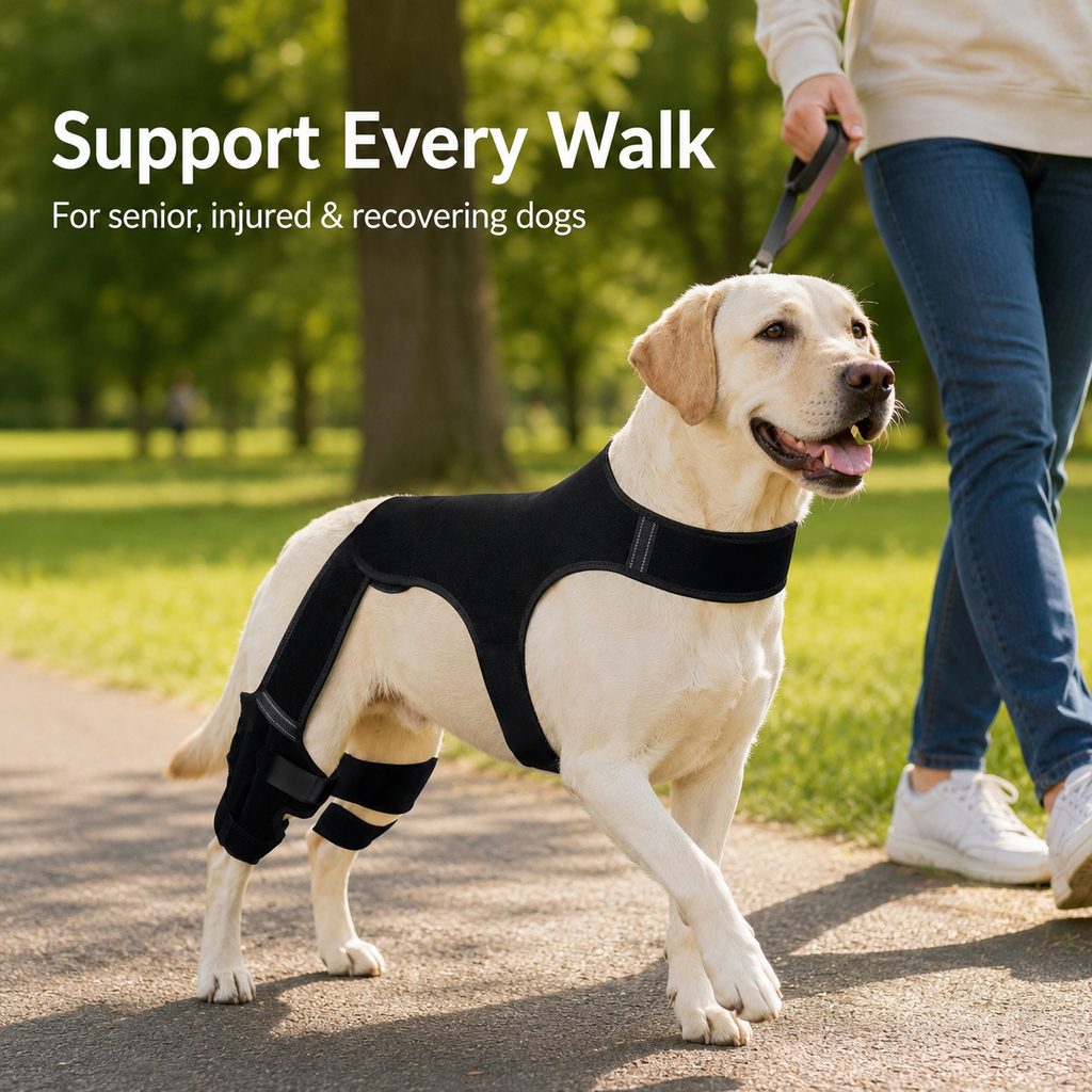 Dog Rear Leg Support Brace - Anti-Slip Hind Leg Stability Wrap for Senior Dogs, Hardwood Floors & Recovery Walks