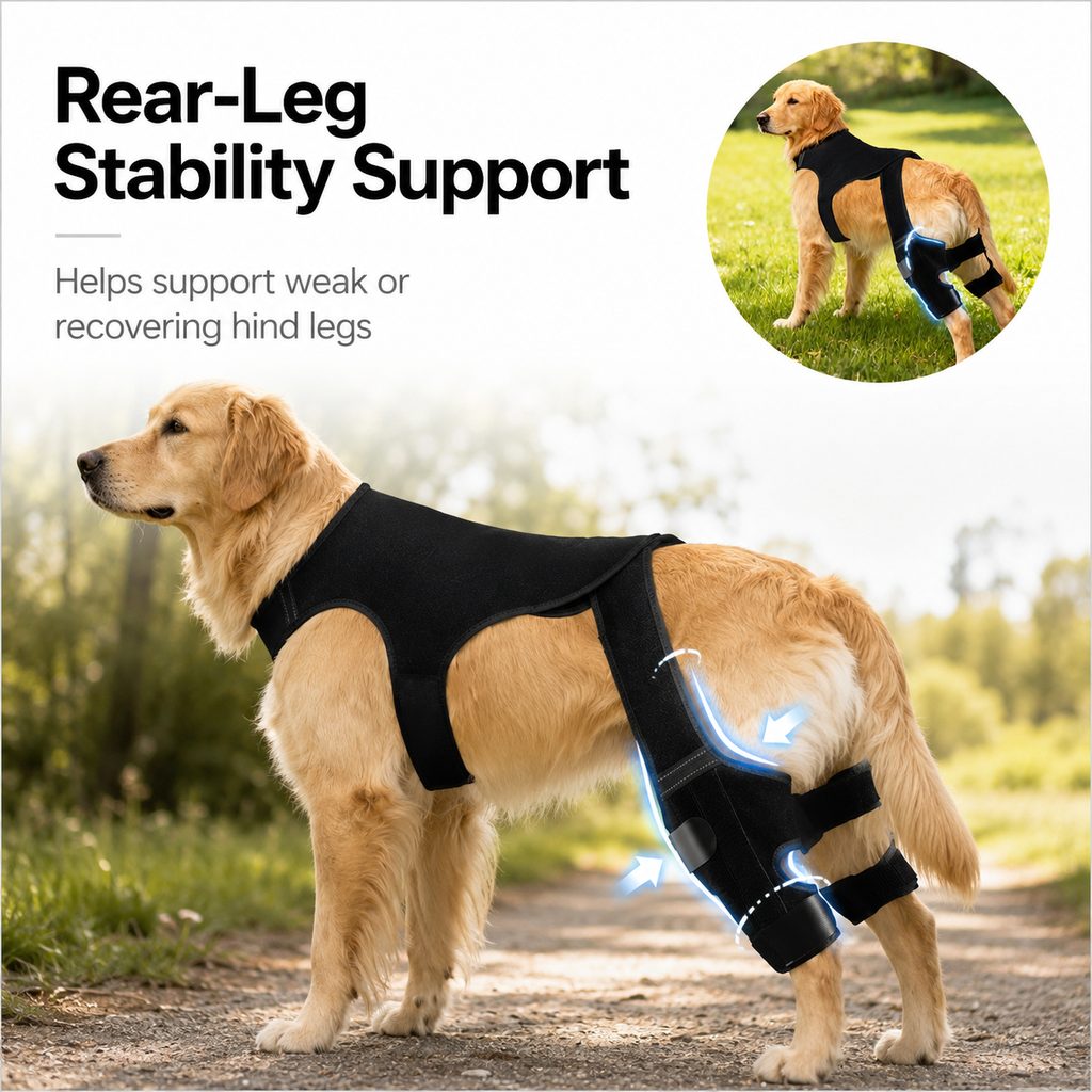 Dog Rear Leg Support Brace - Anti-Slip Hind Leg Stability Wrap for Senior Dogs, Hardwood Floors & Recovery Walks