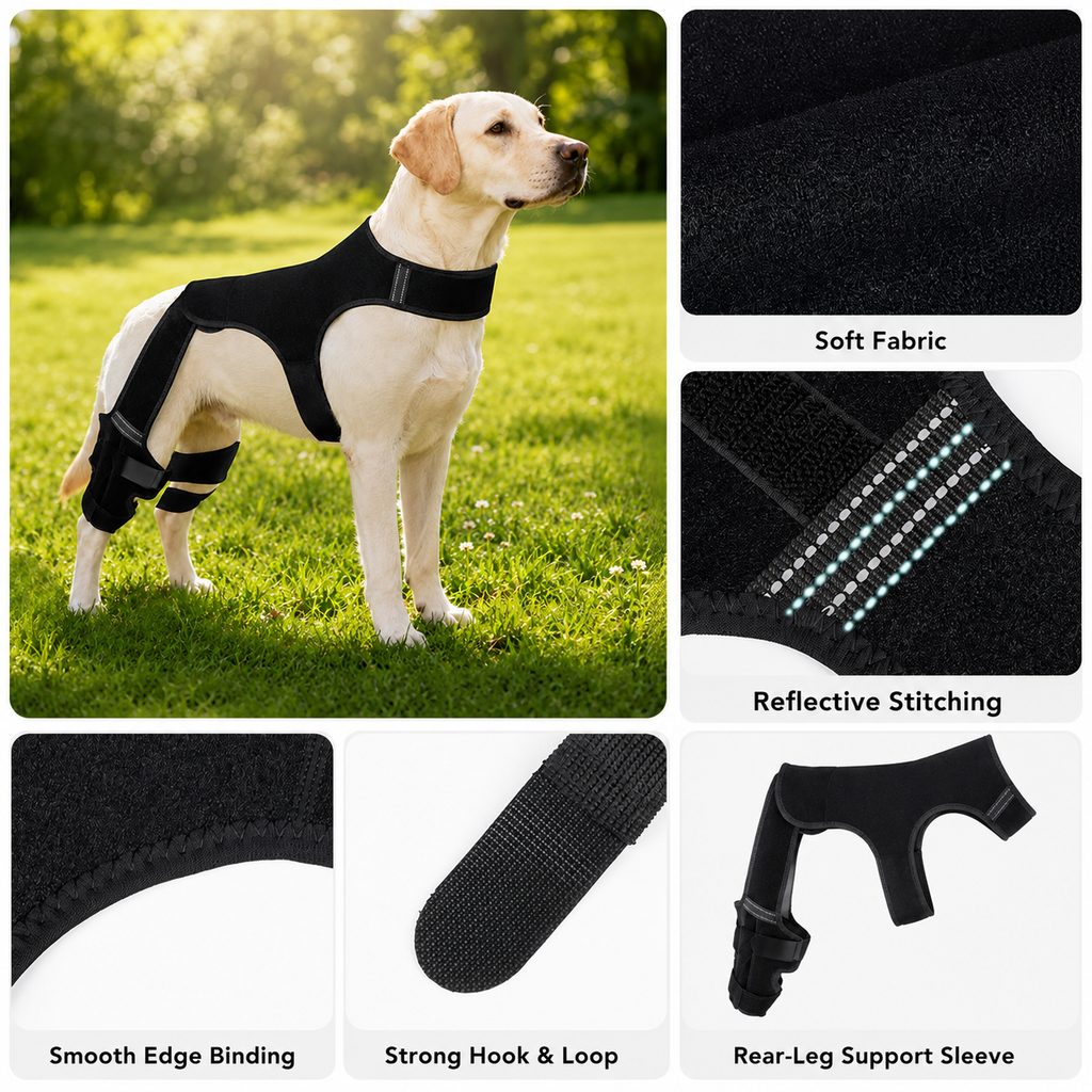 Dog Rear Leg Support Brace - Anti-Slip Hind Leg Stability Wrap for Senior Dogs, Hardwood Floors & Recovery Walks