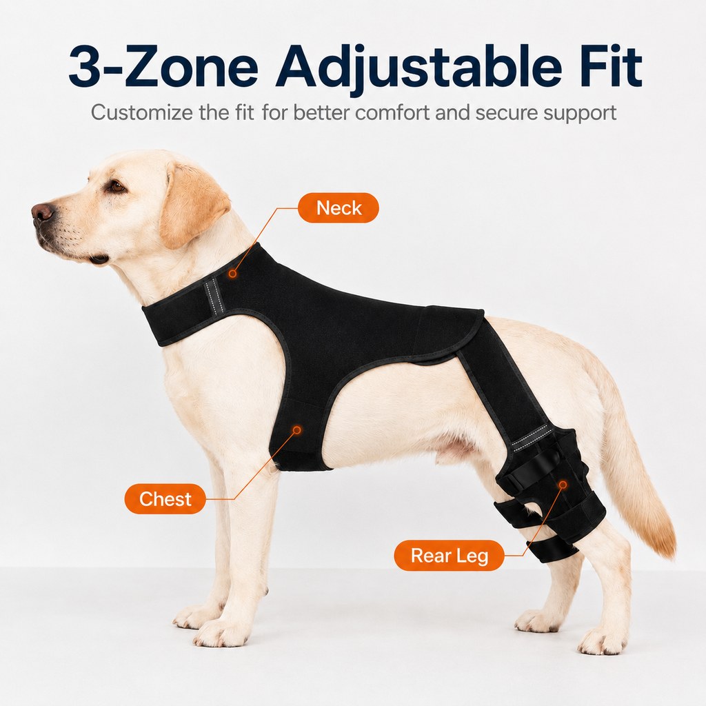 Dog Rear Leg Support Brace - Anti-Slip Hind Leg Stability Wrap for Senior Dogs, Hardwood Floors & Recovery Walks