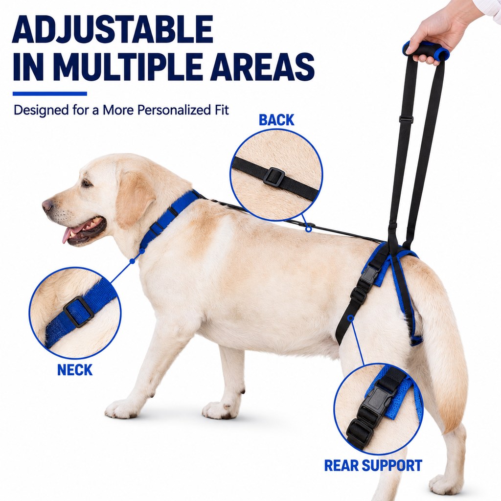 Adjustable Dog Rear Lift Support Harness - Hind Leg Assistance for Stairs, Car Entry & Daily Walks