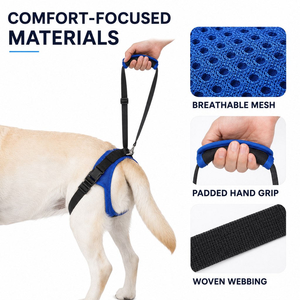 Adjustable Dog Rear Lift Support Harness - Hind Leg Assistance for Stairs, Car Entry & Daily Walks