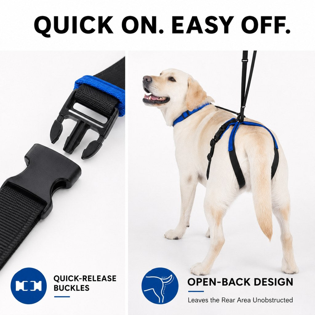 Adjustable Dog Rear Lift Support Harness - Hind Leg Assistance for Stairs, Car Entry & Daily Walks