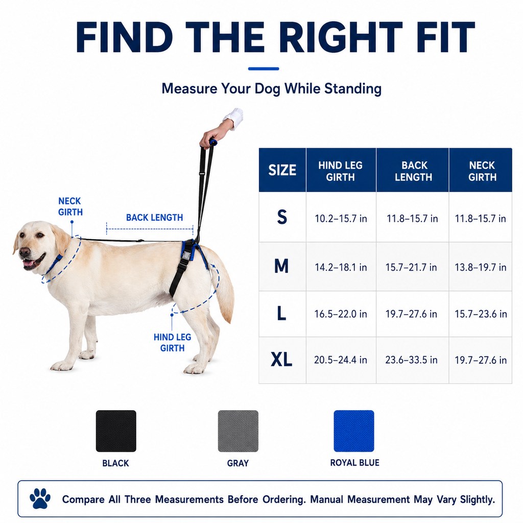 Adjustable Dog Rear Lift Support Harness - Hind Leg Assistance for Stairs, Car Entry & Daily Walks