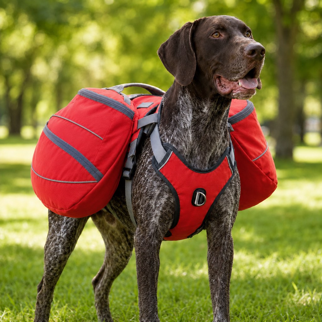 Dog Saddlebag Backpack Harness for Hiking & Camping - Hands-Free Storage for Water, Treats & Trail Essentials