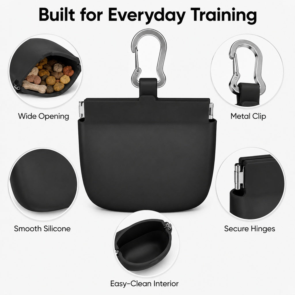 Hands-Free Silicone Dog Treat Pouch for Walks & Training - Easy-Clean Reward Bag That Keeps Pockets Mess-Free