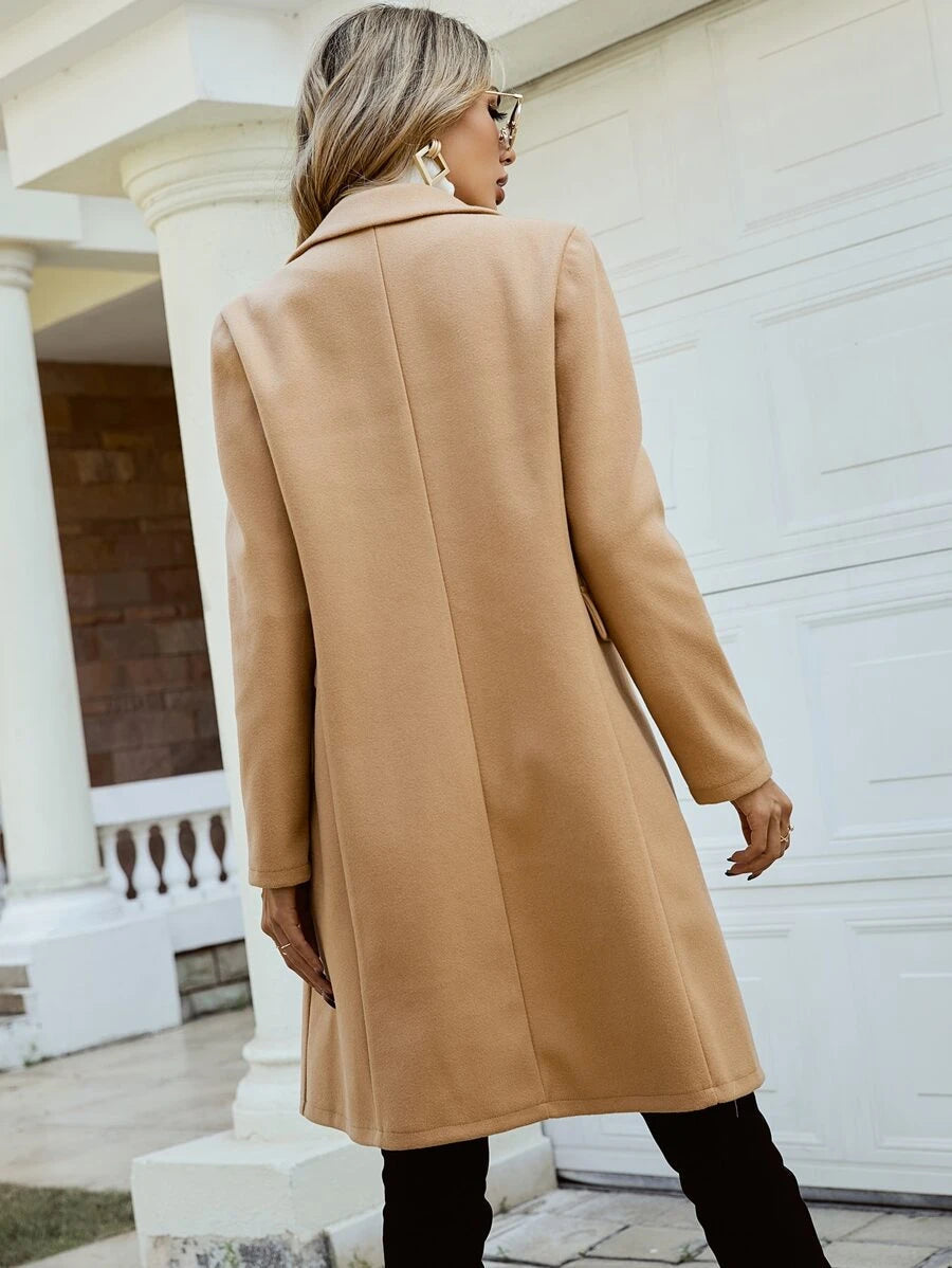 Double-Breasted Wool Blend Coat