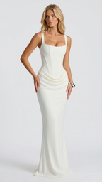 Draped Corset Maxi Dress