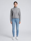 Drop Shoulder Cable Knit Turtleneck