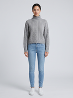 Drop Shoulder Cable Knit Turtleneck