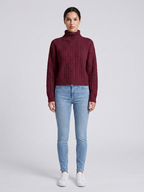 Drop Shoulder Cable Knit Turtleneck