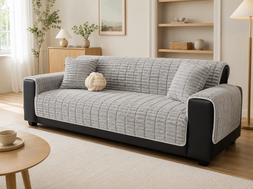 Cozy Flannel | Waterproof Sofa Cover with Non-Slip Backing | Pet-Friendly Protection for Ultimate Comfort
