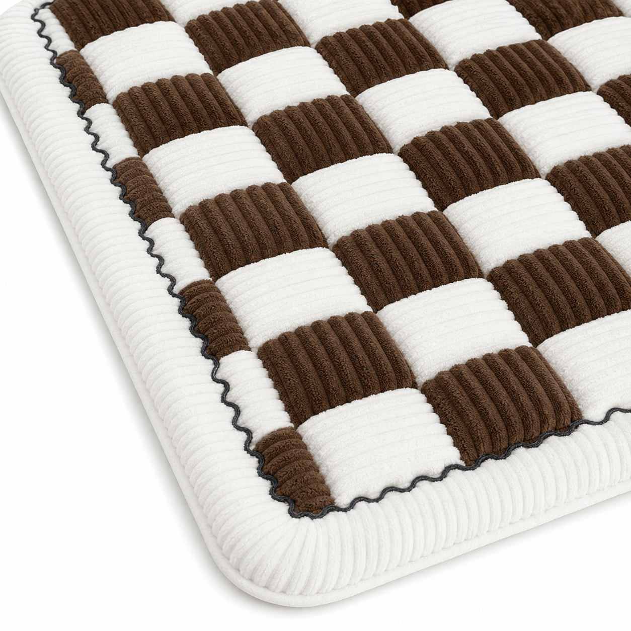 Cozy Chenille Pet Mat Bed | Cream-Colored Large Plaid Design for Comfort