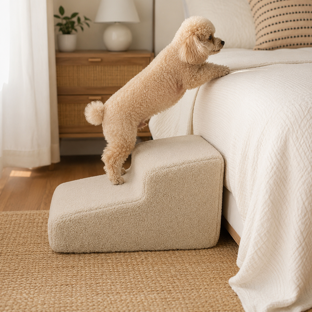 Dog Ramp for Bed with Non-Slip Base | Gentle Access for Senior and Small Pets