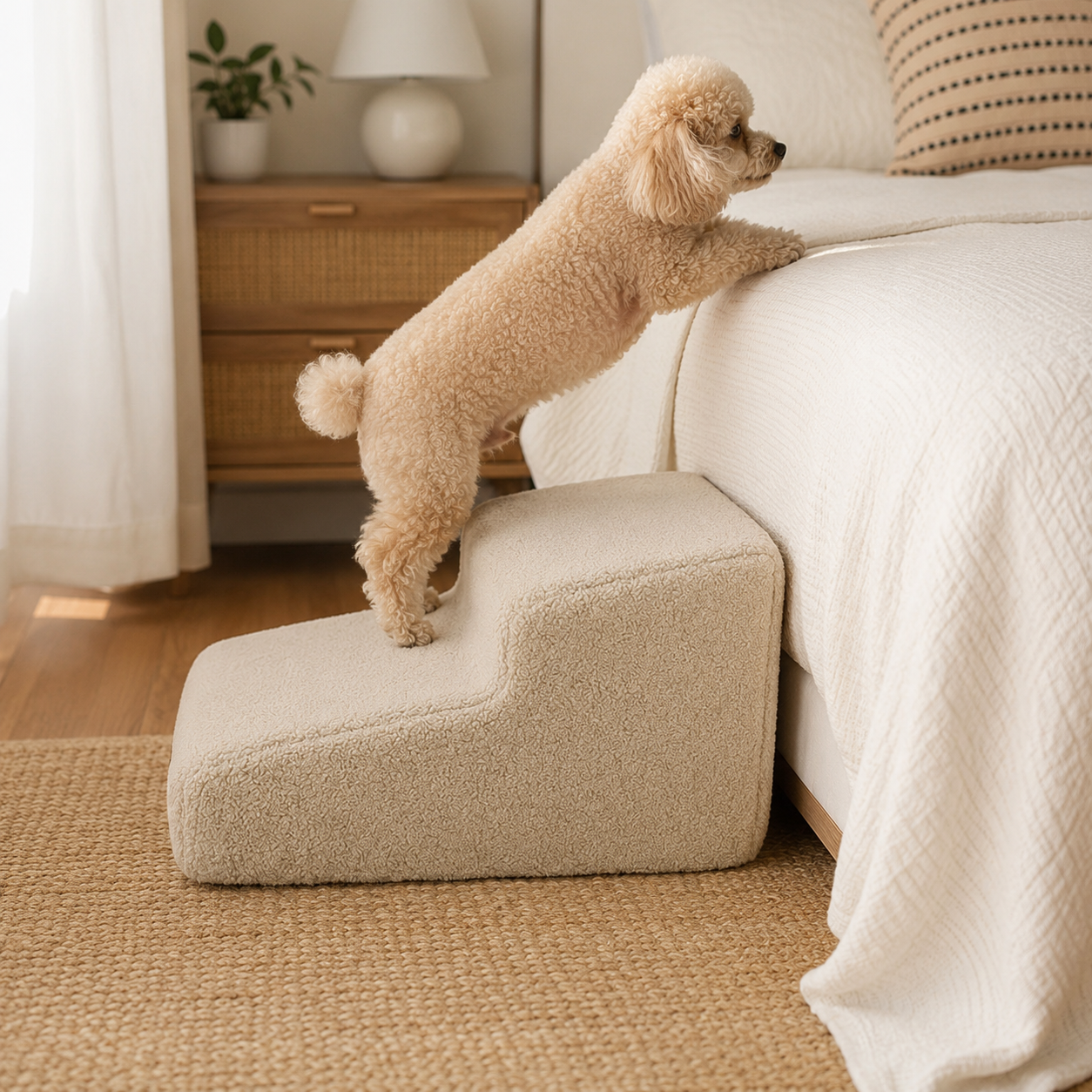 Dog Ramp for Bed with Non-Slip Base | Gentle Access for Senior and Small Pets