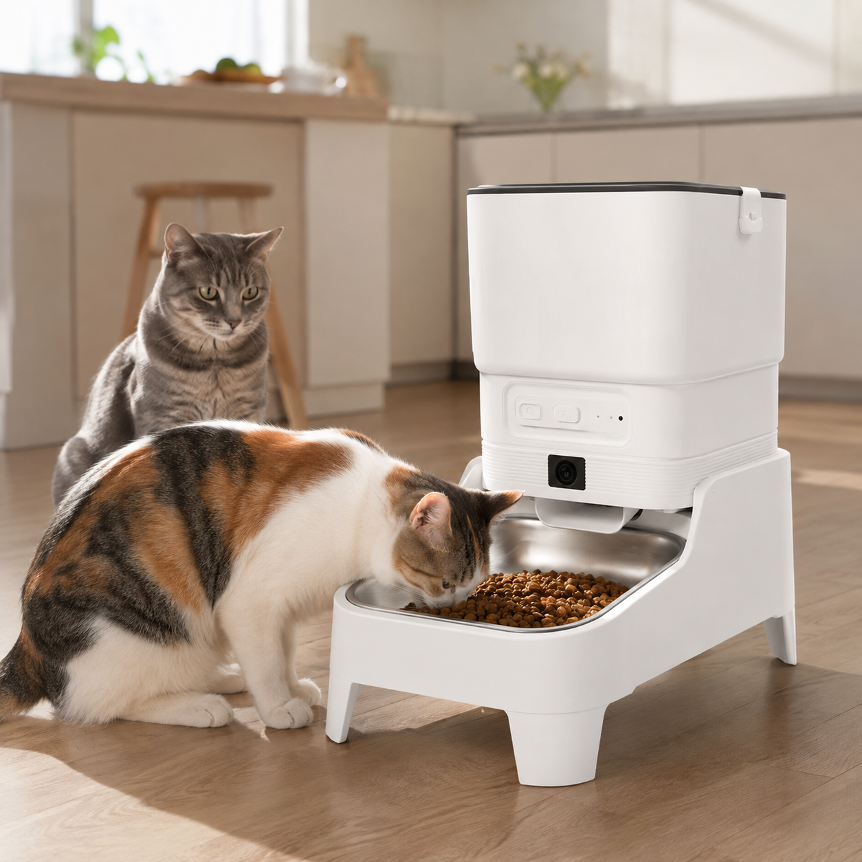 Smart Pet Feeder with 15CM Elevated Camera Tuya App Control for Busy Pet Owners FURPIPI Automatic Cats Dog Food Feeder Dispenser