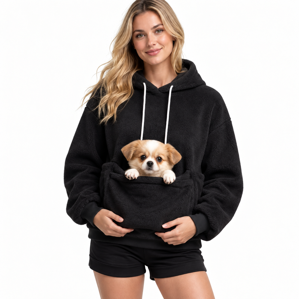 Hands-Free Pet Carrier Hoodie – Cozy Front Pouch for Cats & Small Dogs at Home & Everyday Outings