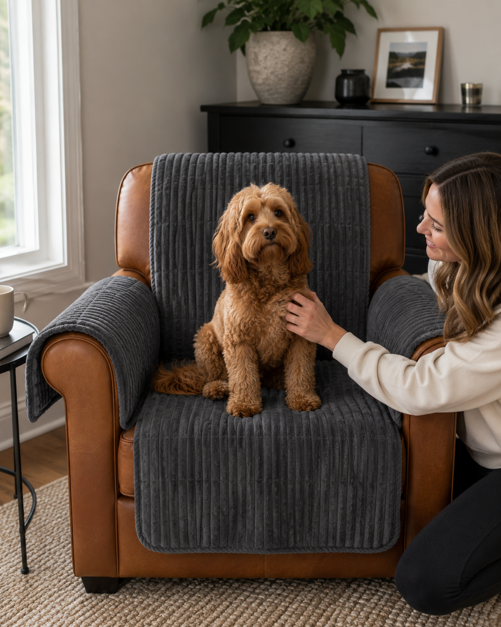 Waterproof One-Piece Cozy Flannel Sofa Protection Non-Slip Recliner Couch Covers