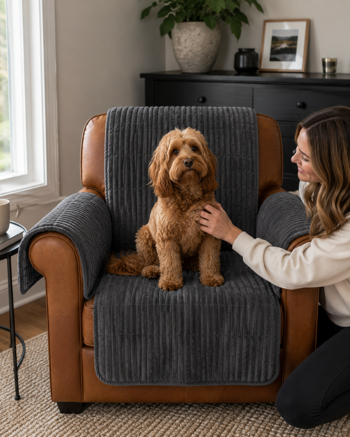 Waterproof One-Piece Cozy Flannel Sofa Protection Non-Slip Recliner Couch Covers
