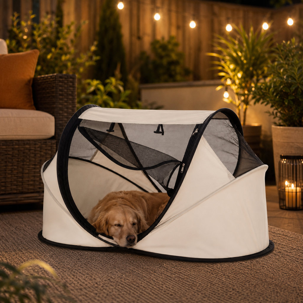 Pop-Up Dog Tent, Travel Crate, Foldable, Mesh, Dogs & Cats. Deze