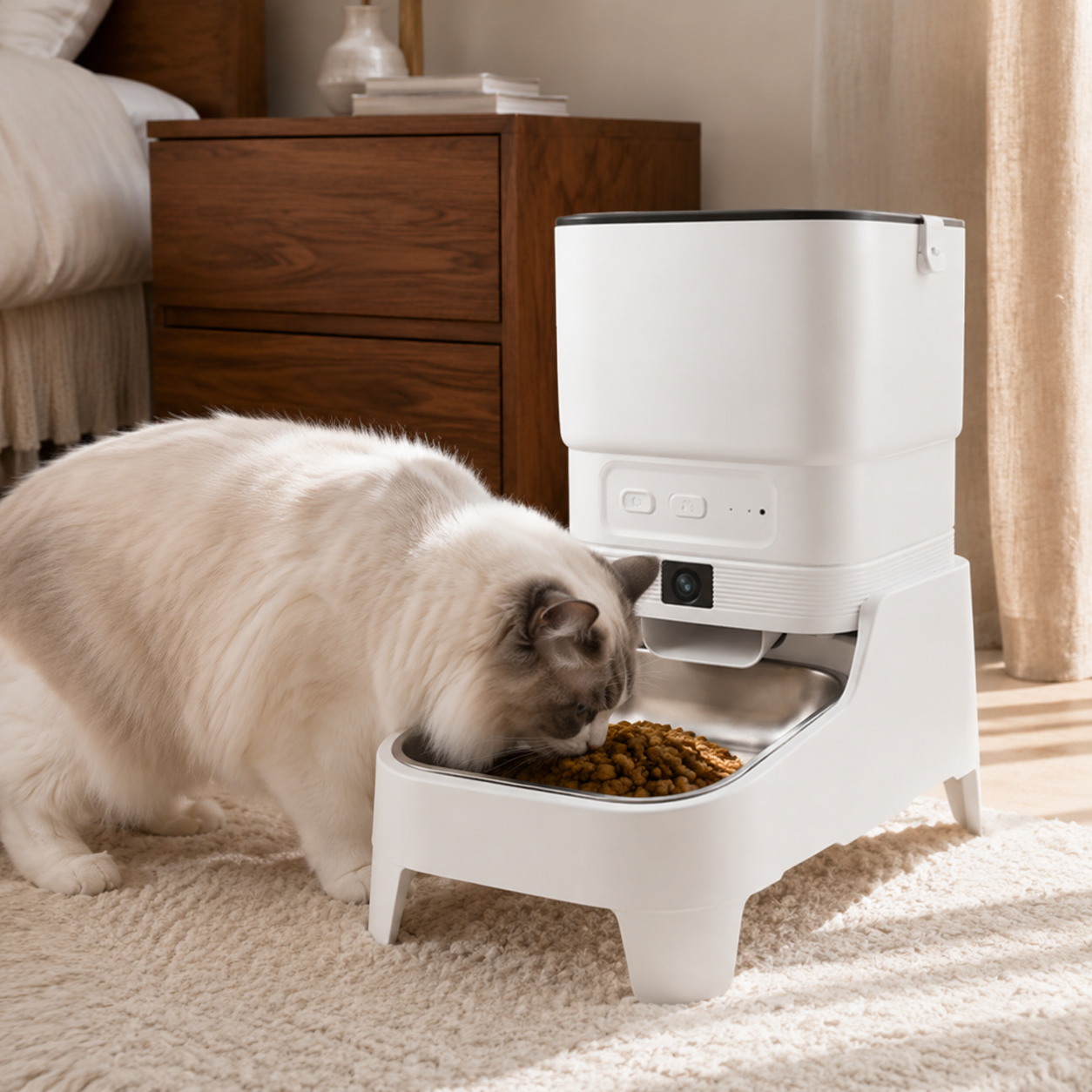 Smart Pet Feeder with 15CM Elevated Camera Tuya App Control for Busy Pet Owners FURPIPI Automatic Cats Dog Food Feeder Dispenser