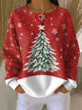 Women's Christmas Tree Jumper, Waffle Knit, Brushed Lining