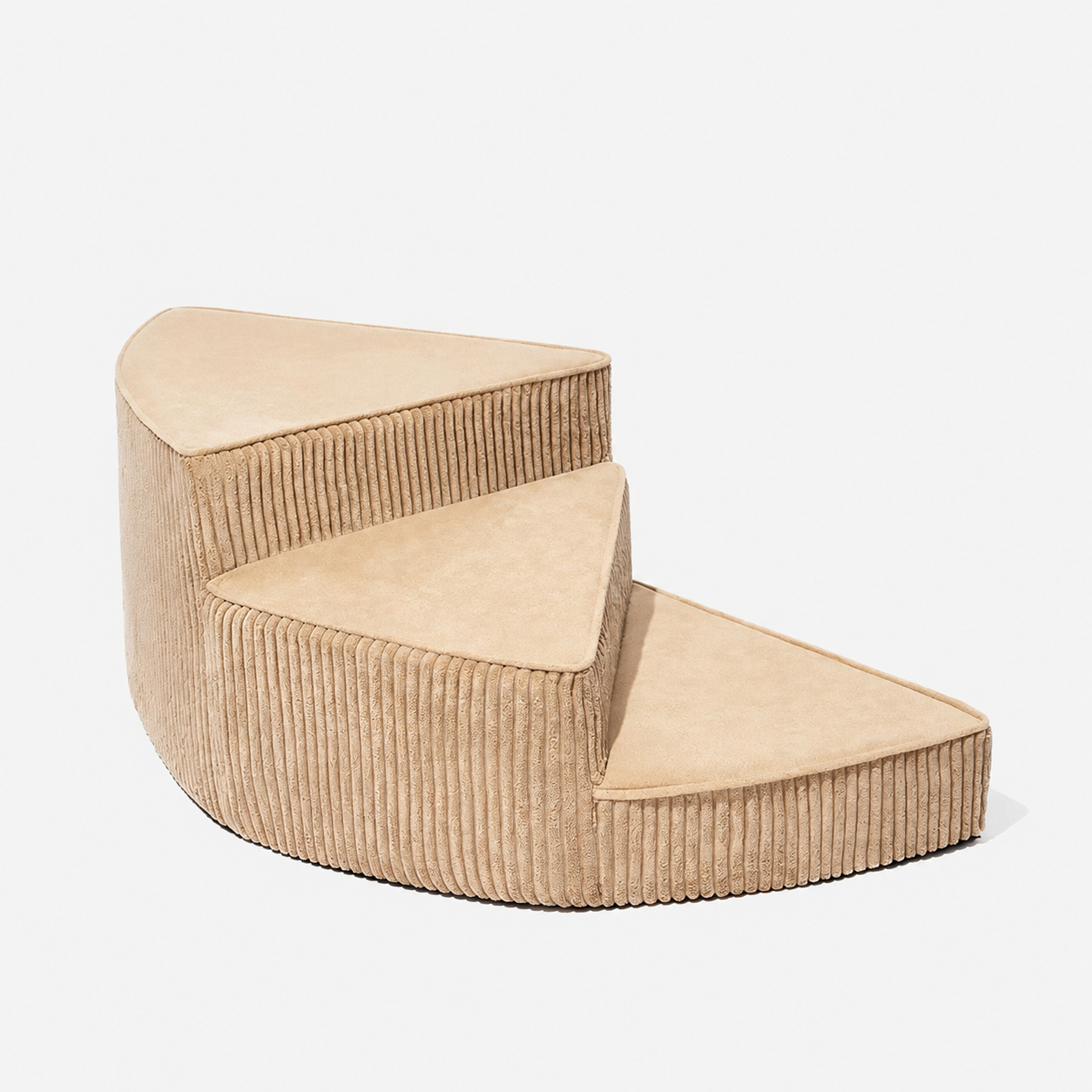 Spiral Dog Stairs for Bed – Corduroy Corner Steps That Hug the Furniture