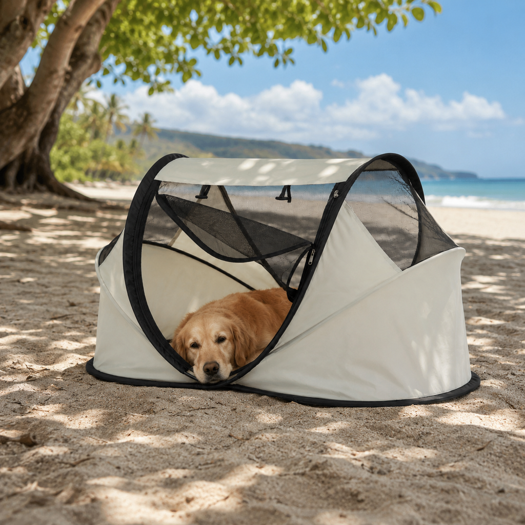 Pop-Up Dog Tent, Travel Crate, Foldable, Mesh, Dogs & Cats. Deze