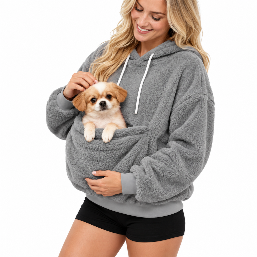 Hands-Free Pet Carrier Hoodie – Cozy Front Pouch for Cats & Small Dogs at Home & Everyday Outings