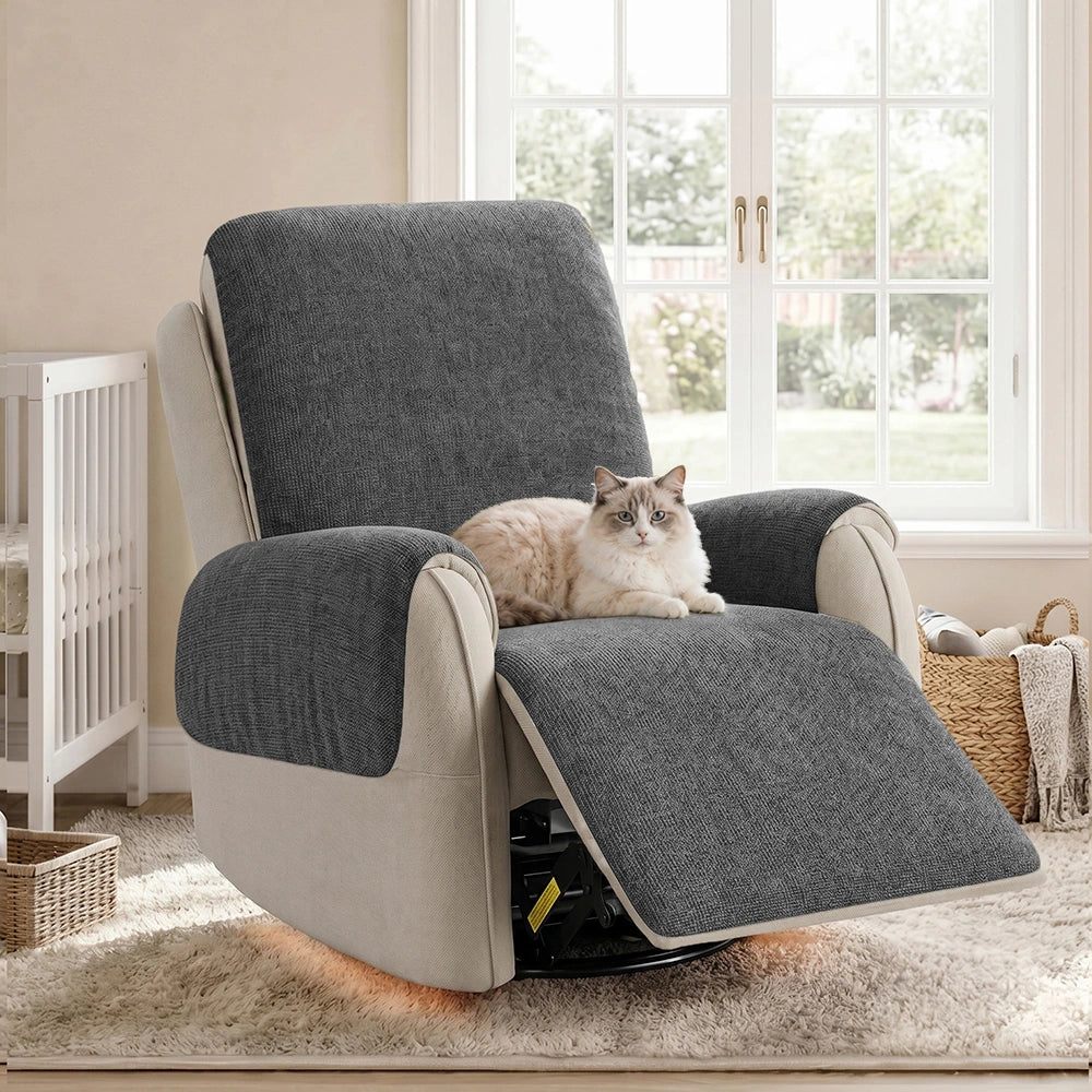 One-Piece Chenille Recliner Cover – Water-Repellent Non-Slip Slipcover - view 5