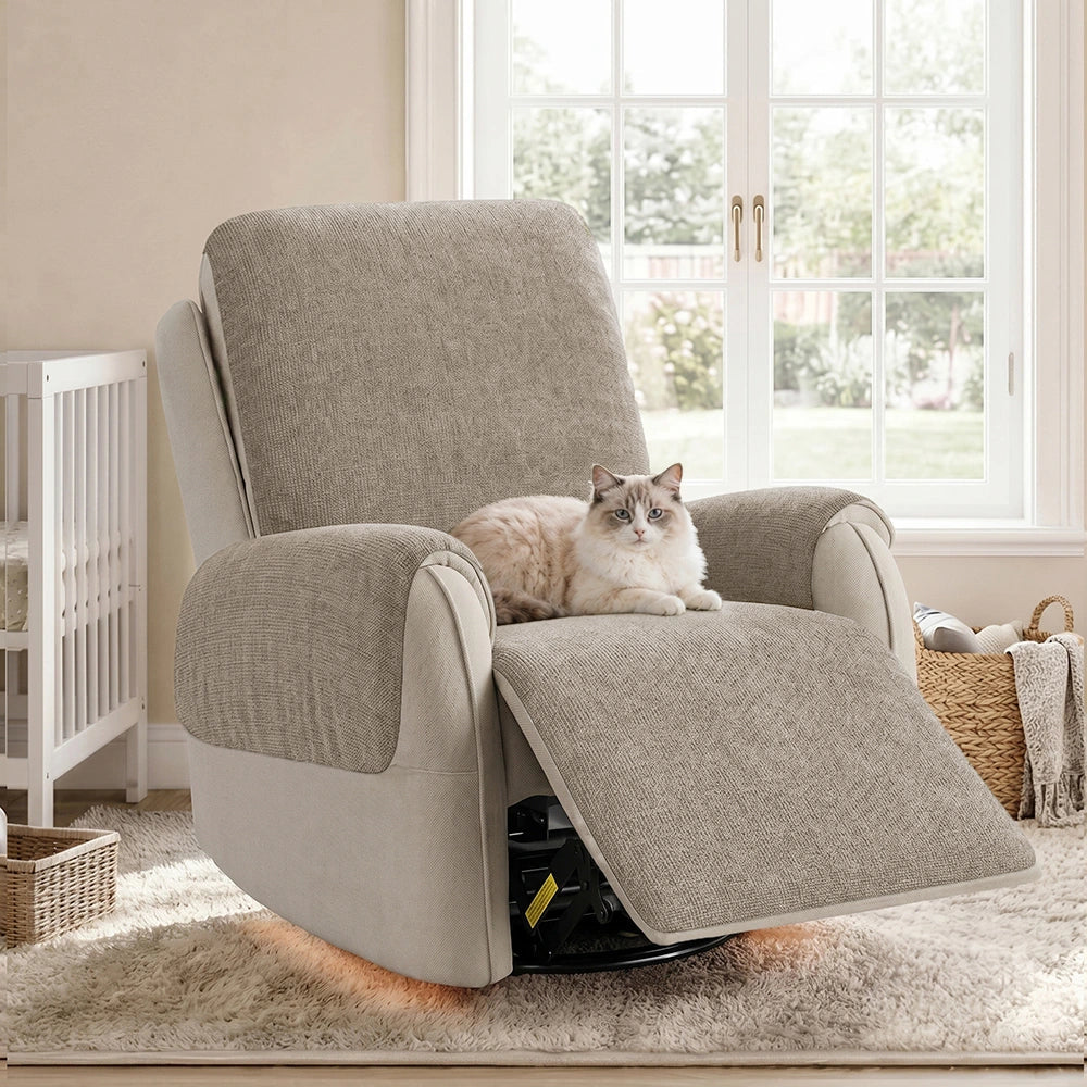 One-Piece Chenille Recliner Cover – Water-Repellent Non-Slip Slipcover - view 4