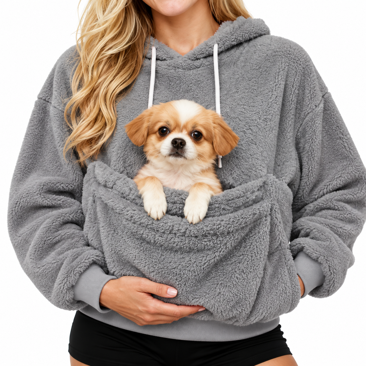 Hands-Free Pet Carrier Hoodie – Cozy Front Pouch for Cats & Small Dogs at Home & Everyday Outings